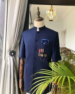 A Navy Blue French Safari Suit