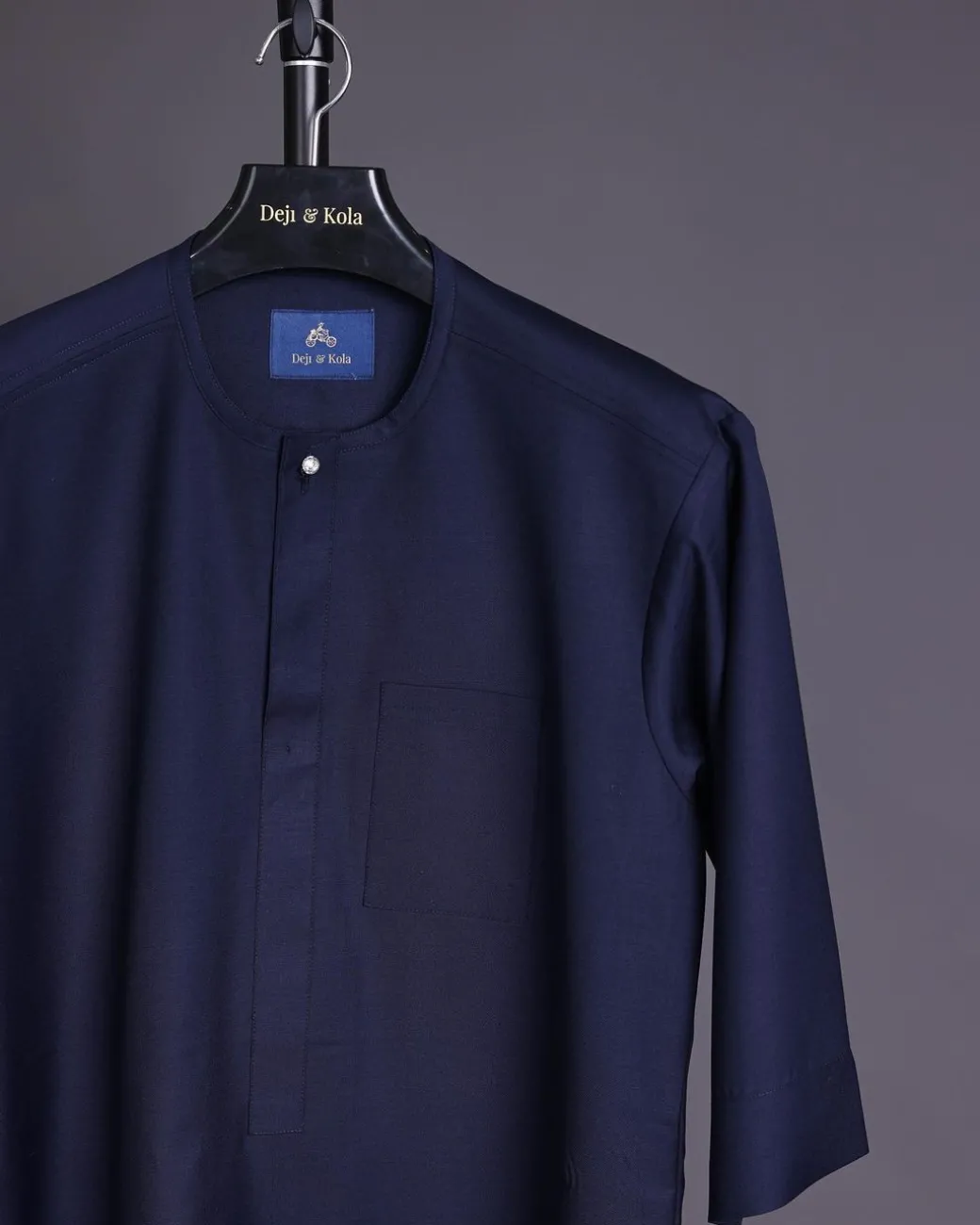 A Navy blue, front flap with silver Swarovski details African senator kaftan native and sokoto
