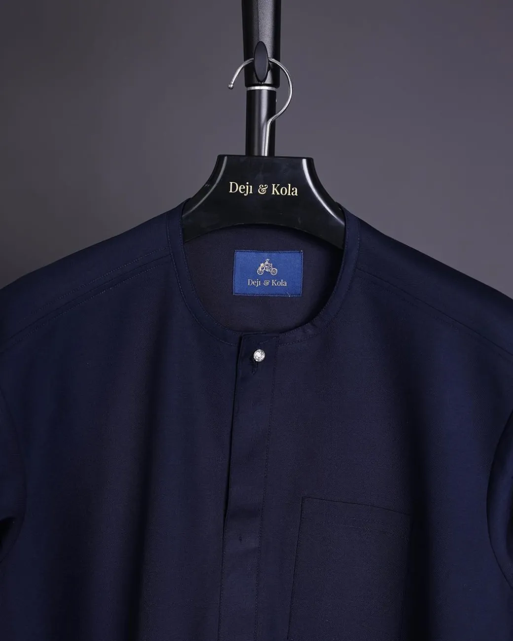A Navy blue, front flap with silver Swarovski details African senator kaftan native and sokoto