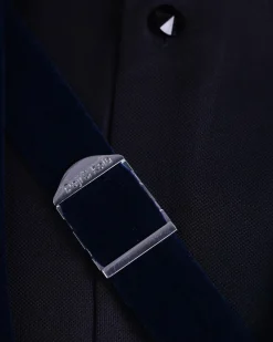 A Navy blue Glass and stone Swarovski mix shawl lapel single button tuxedo blazer suit
