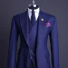 A Navy Blue, Herringbone Nobility Super “140s” “Board Room” Peak Lapel Suit
