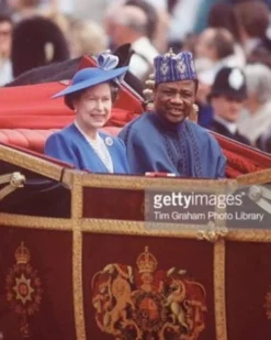 A Navy blue, “IBB”, arewa front cut, traditional detailing embroidery details tagbada