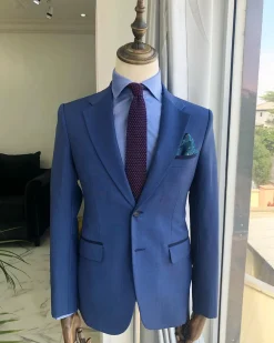 A Navy Blue Irish “Board Room” Peak Lapel Suit