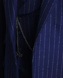 A Navy blue, ivory pencil stripe, jorgecarli, peak lapel suit