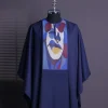 A Navy blue, “Joker” embroidery details agbada