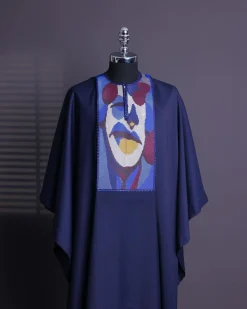 A Navy blue, “Joker” embroidery details agbada