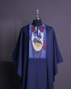 A Navy blue, “Joker” embroidery details agbada