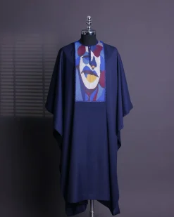 A Navy blue, “Joker” embroidery details agbada