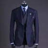 A Navy Blue Knitted Notch Lapel Suit
