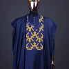 A Navy Blue, Layered Tettri Pattern Embroidery Detailing Agbada
