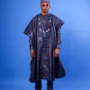 A Navy Blue Malian With Sizzling Jacquard Embroidery Details, Traditional Agbada