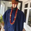 A Navy Blue metallic wire embroidery details Agbada