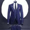 A Navy blue, monochrome pencil stripe nobility super “140s” “Board Room” Peak lapel suit