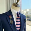 A Navy Blue Notch Lapel Business Suit