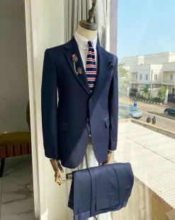 A Navy Blue Notch Lapel Business Suit