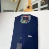 A Navy blue off-pattern embroidery with a matching patch pocket African Kaftan and Sokoto