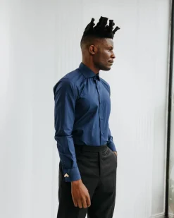 A Navy Blue Oxford Business Shirt.