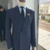 A Navy Blue Peak lapel double-breasted Suit With Gold Detailing