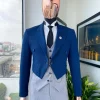 A Navy Blue Peak Lapel Tail Suit