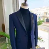 A Navy Blue Peak lapel Tuxedo suit