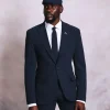 A Navy Blue “Peaky Blinder” Seersucker, Reversed Stripe Peak Lapel Suit