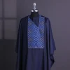 A Navy Blue, perspective square with keke Elemu embroidery details Agbada