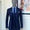 A Navy Blue Pin Stripe Double Breasted – “Board Room” Notch Lapel Suit