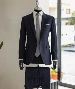 A Navy Blue, Pinstripe, Notch Lapel, Jorgecarli Suit