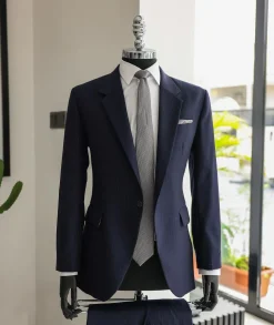 A Navy Blue, Pinstripe, Notch Lapel, Jorgecarli Suit