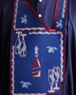 A Navy blue, “pop pop pop”embroidery details agbada, mint blue clear view Swarovski buttons on 3/4 sleeve kaftan & sokoto