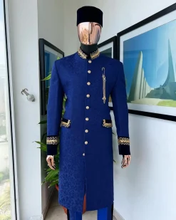 A Navy blue “Prince of Persia” ceremonial trench suit