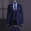 A Navy blue, red pencil stripe, jorgecarli, peak lapel suit.