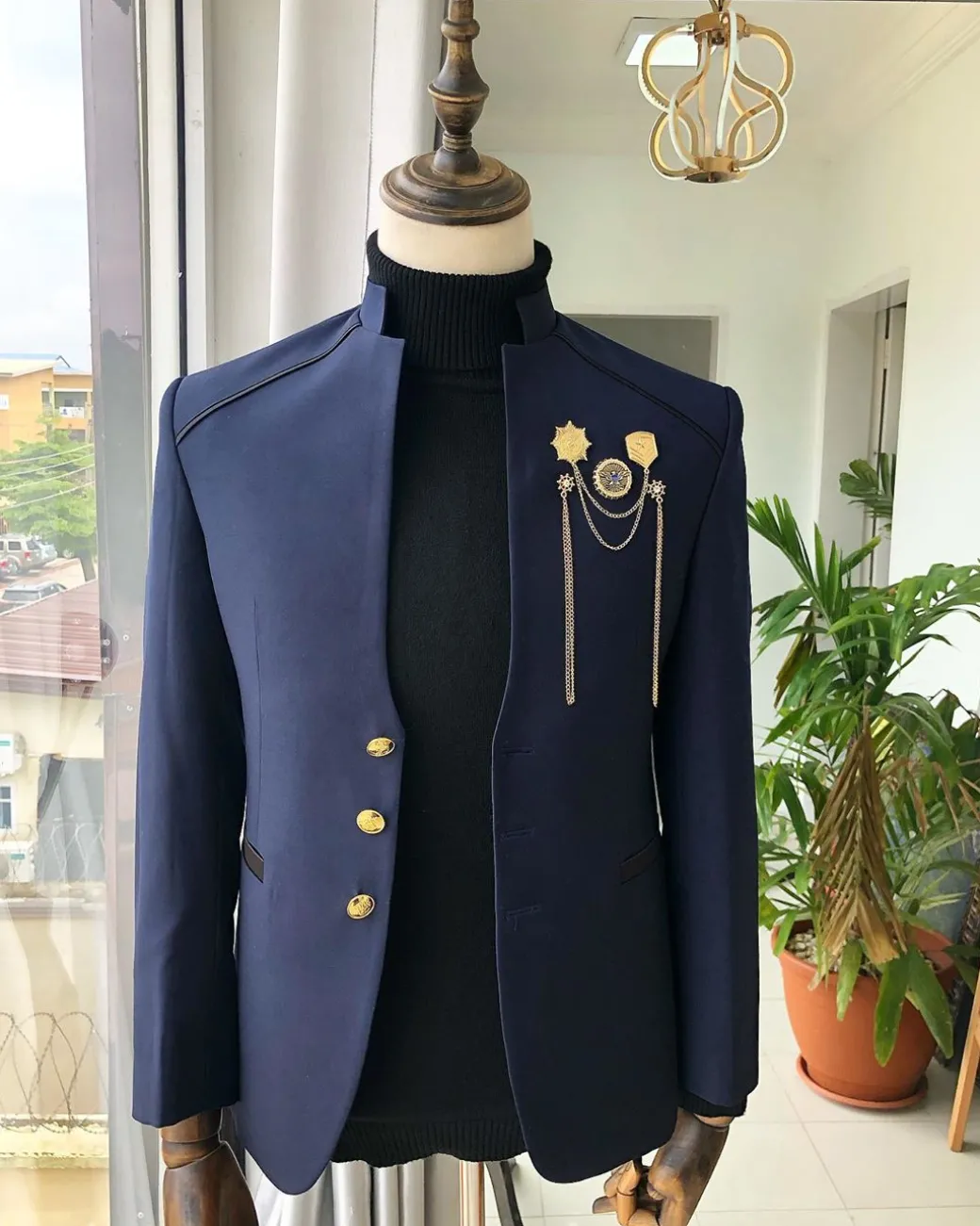 A Navy Blue reloaded Chinese Tuxedo “ 7th Battalion” Suit