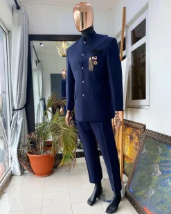 A Navy Blue Reloaded Pin Stripe “French” Safari Suit