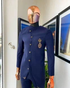 A Navy Blue Reloaded Triple Layer and Adjacent Cut “French” Safari Suit