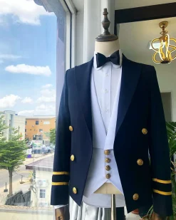 A Navy Blue Royal “Marine” Ceremonial peak lapel Suit