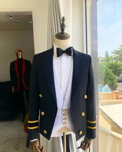 A Navy Blue Royal “Marine” Ceremonial peak lapel Suit