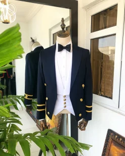 A Navy Blue Royal “Marine” Ceremonial peak lapel Suit