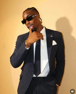 A Navy Blue, Seersucker, Reversed Pin Stripe Peak Lapel Suit