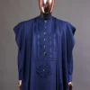 A Navy Blue, Slanting Cube With Dotted Gold Detailing Agbada