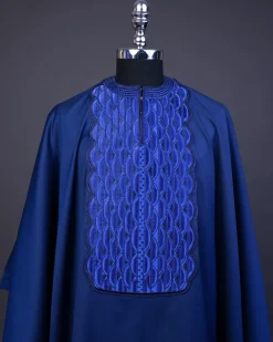 A Navy Blue, Sunrise Perspective Embroidery Detailing Agbada