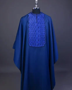 A Navy Blue, Sunrise Perspective Embroidery Detailing Agbada