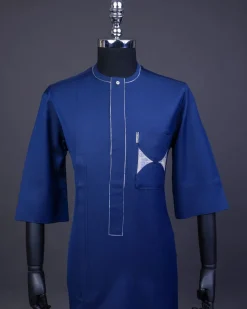 A Navy Blue, Sunrise Perspective Embroidery Detailing Agbada