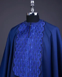 A Navy Blue, Sunrise Perspective Embroidery Detailing Agbada