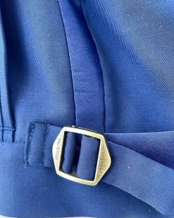 A Navy Blue Tiny Squared Metallic Jacquard Bespoke Reloaded “Arthur Richards” Tuxedo 3 Lapel Suit.