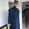 A Navy Blue with connected embroidery Agbada