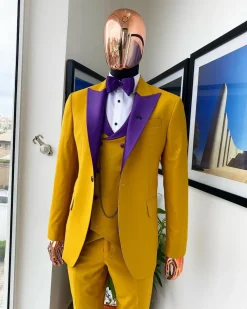 A Peak Lapel Pantone Gold Tuxedo Suit