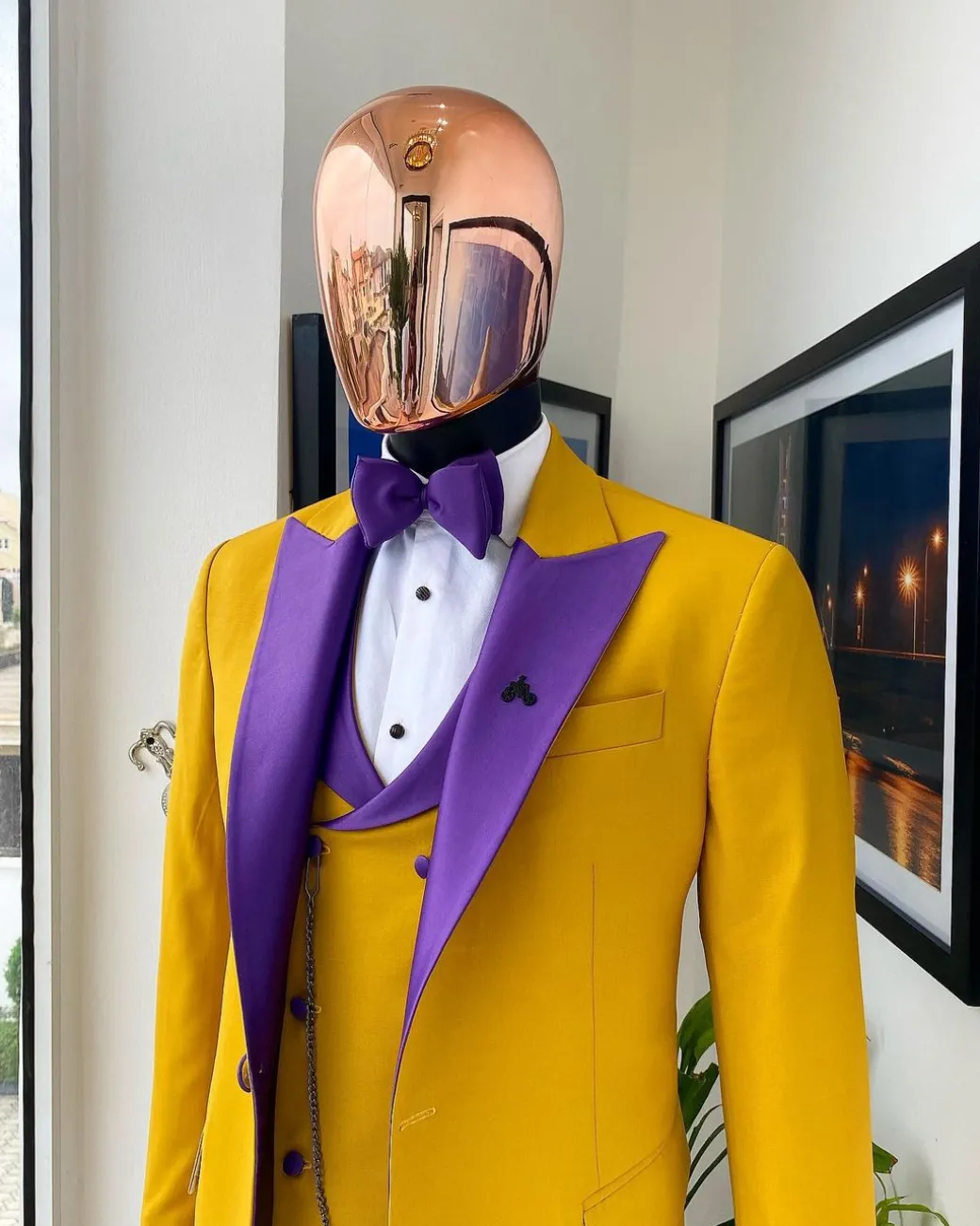 A Peak Lapel Pantone Gold Tuxedo Suit
