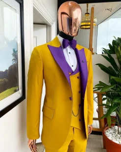 A Peak Lapel Pantone Gold Tuxedo Suit