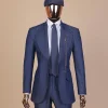 A “peaky blinders” denim knitted notch lapel suit